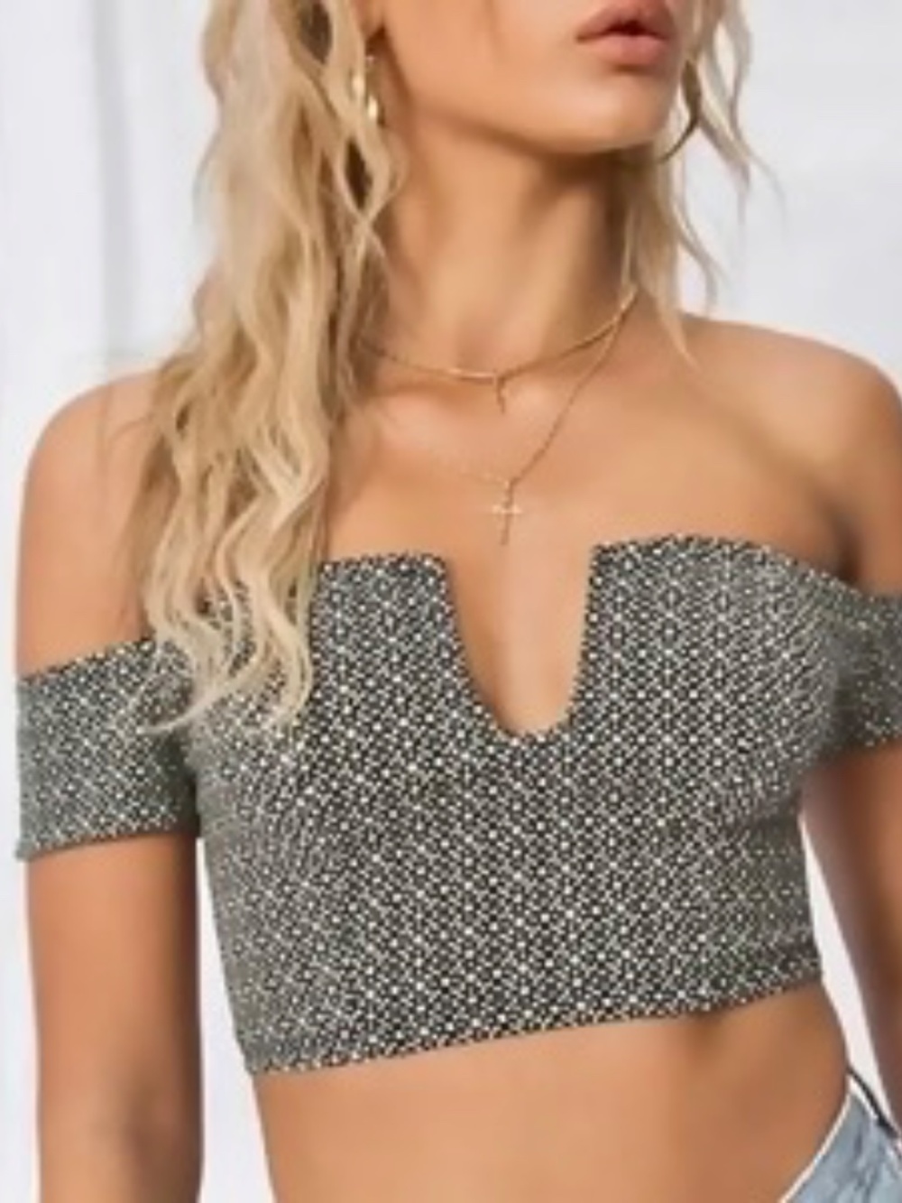 Intimately Free People Off Shoulder Crop Top Medium‎ Lucky Now Brami Notch Front
